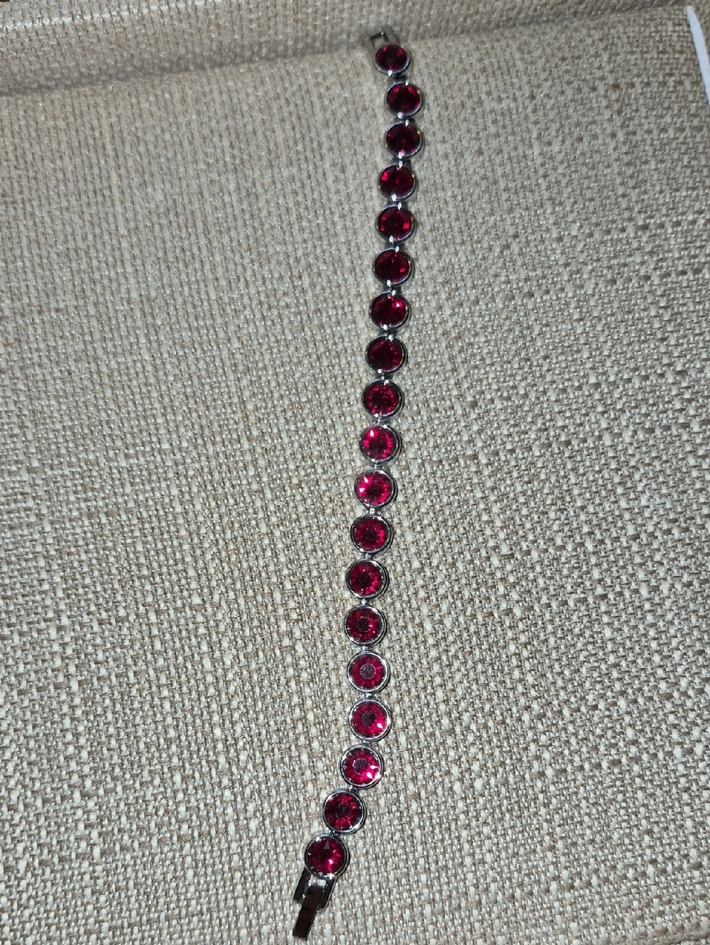 Touchstone Crystal Deep Ruby Round-Cut Tennis Bracelet